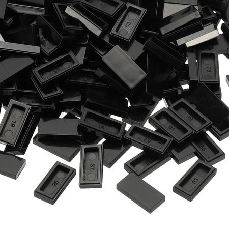 370 Pcs Flat Blocks Bulk, 1x2 Square Black Classic Tiles Smooth Surface Mini Building Blocks Accessories Compatible Bricks Kits for Building Floor Walls Mosaic Pixel Arts