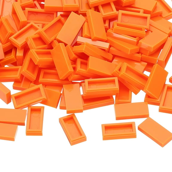 370 Pcs Flat Blocks Bulk, 1x2 Square Orange Classic Tiles Smooth Surface Mini Building Blocks Accessories Compatible Bricks Kits for Building Floor Walls Mosaic Pixel Arts