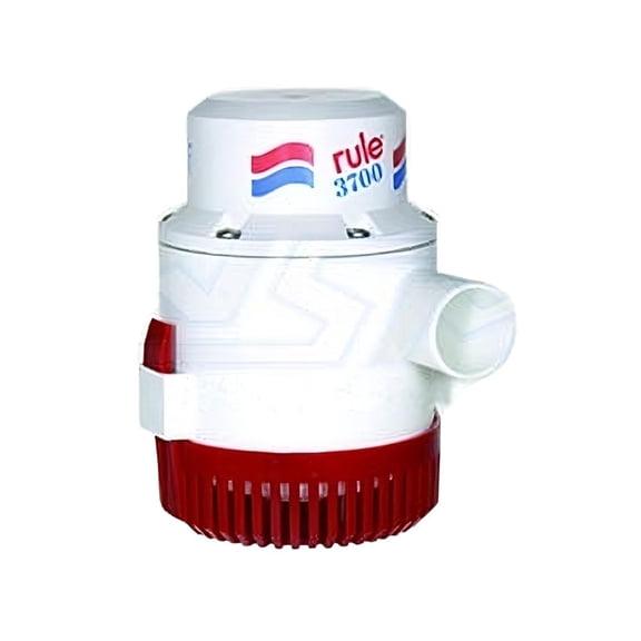 Marine Heavy Duty Bilge Pump 3700 GPH Compatible with Rule Model 14A Non-Automatic 12V DC Submersible 1-1/2 Inch Discharge 15.5A Draw 25A Fuse Stainless Steel Shaft ABS Housing