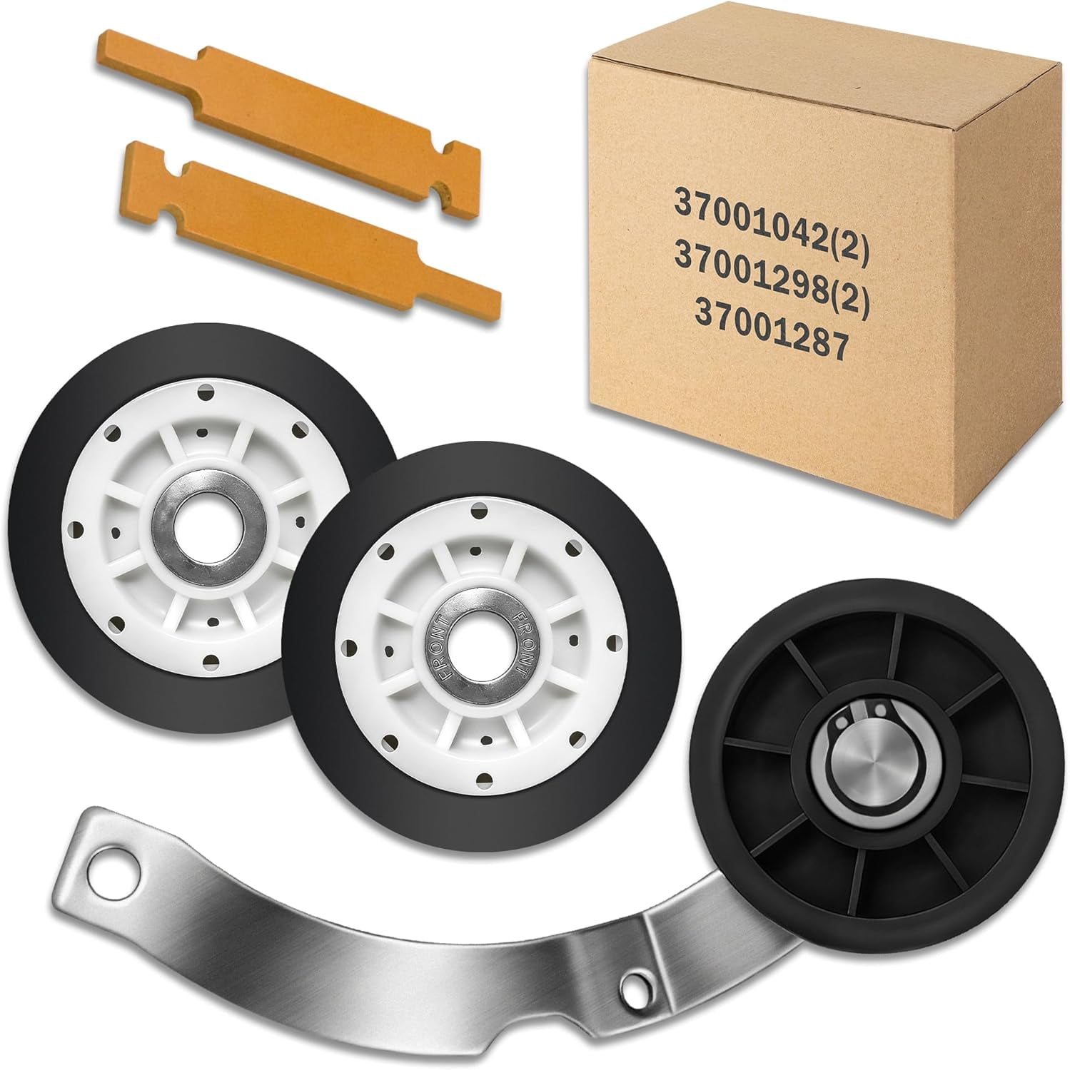 37001287 Dryer Idler Pulley 37001042 Drum Support Rollers Glides Fit for May-tag Replaces WP37001042 WP37001042VP WP37001287 WP37001287VP WP37001298 WP37001298VP PS11741913 PS11741930