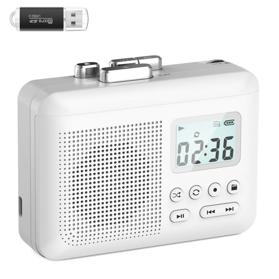 3700mWh Portable Cassette Recorder Player, Cassette Tape Player to MP3 via SD Card,Tape Player ,Built-in Microphone&Speaker,Headphone Jack,16GB SD Card, Ideal Gift for Home