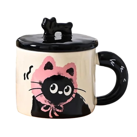 370ML Ceramic Cats Themed Drinking Water Cup Practical Heat Resistant Drinkware Creative Personality Mug with Lid