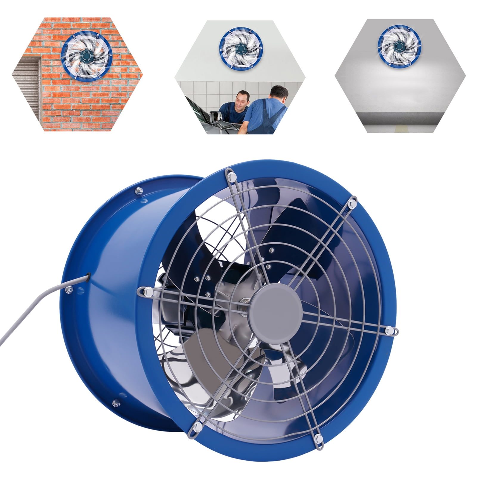 370W 110V Axial Fan Cylinder Pipe Spray Booth Paint Fume Exhaust Low Noise for Factories, Warehouses