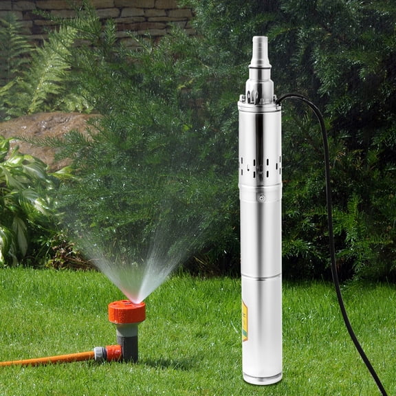 370W 24V Solar Water Pump Deep Well Solar Submersible Pump head 65m stainless Silver for Factories