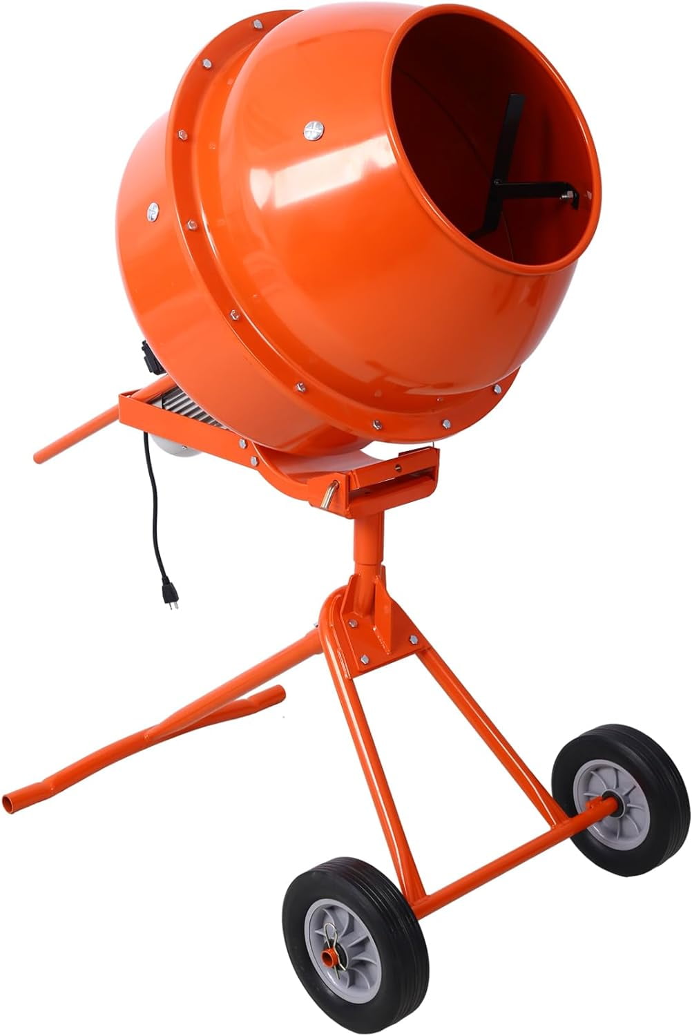 370W Portable Electric Concrete Mixer, Small Household Cement Concrete Mortar Feed Construction Site, Ash Mixing Drum Type Mixer(4.6 cu/ft.)