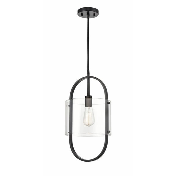 371-1P-BK-CL-LED-Innovations Lighting-Pelham - 1 Light Mini Pendant In Art Nouveau Style-19.5 Inches Tall and 9.5 Inches Wide Matte Black LED