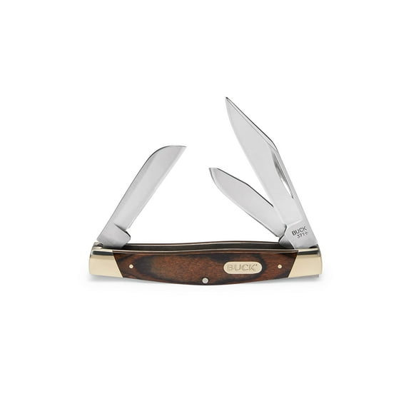 Buck Knives 371 Stockman 3-Blade Pocket Knife with Woodgrain Handle