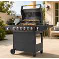 thumbnail image 1 of Propane Gas Grill clearance, 6-Burner Outdoor Grill with Side Burner, 72,000 BTU Stainless Steel BBQ Grill, 650 Sq.In Cooking Area, Cast Iron Grates, Thermometer, for Patio Backyard Garden, 1 of 10