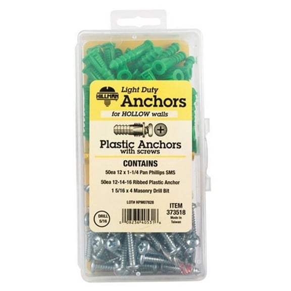 373518 12-14-16 x 1.25 in. Plastic Anchor Kit with Screws  101 per Kit