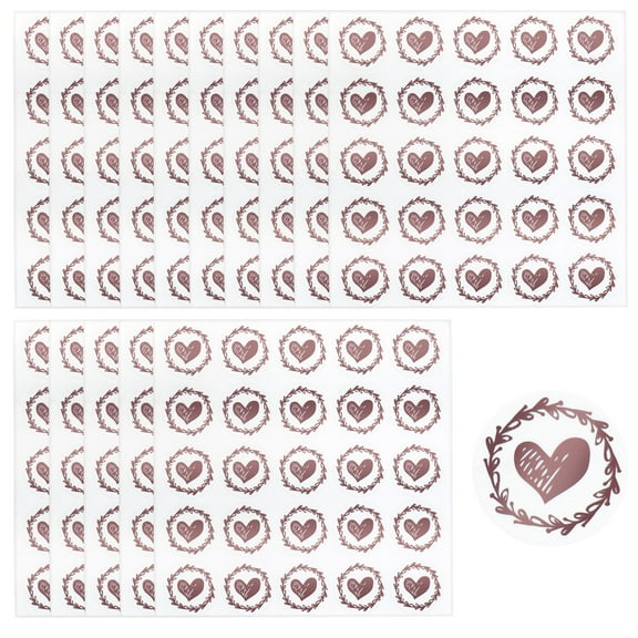 375 Pcs 1.37" Round Clear Heart Envelope Seal Stickers, Rose Gold Wedding Envelope Sticker Seals Labels, Self-Adhesive Heart Stickers for Envelopes Sealing Party Invitations Favor Decor