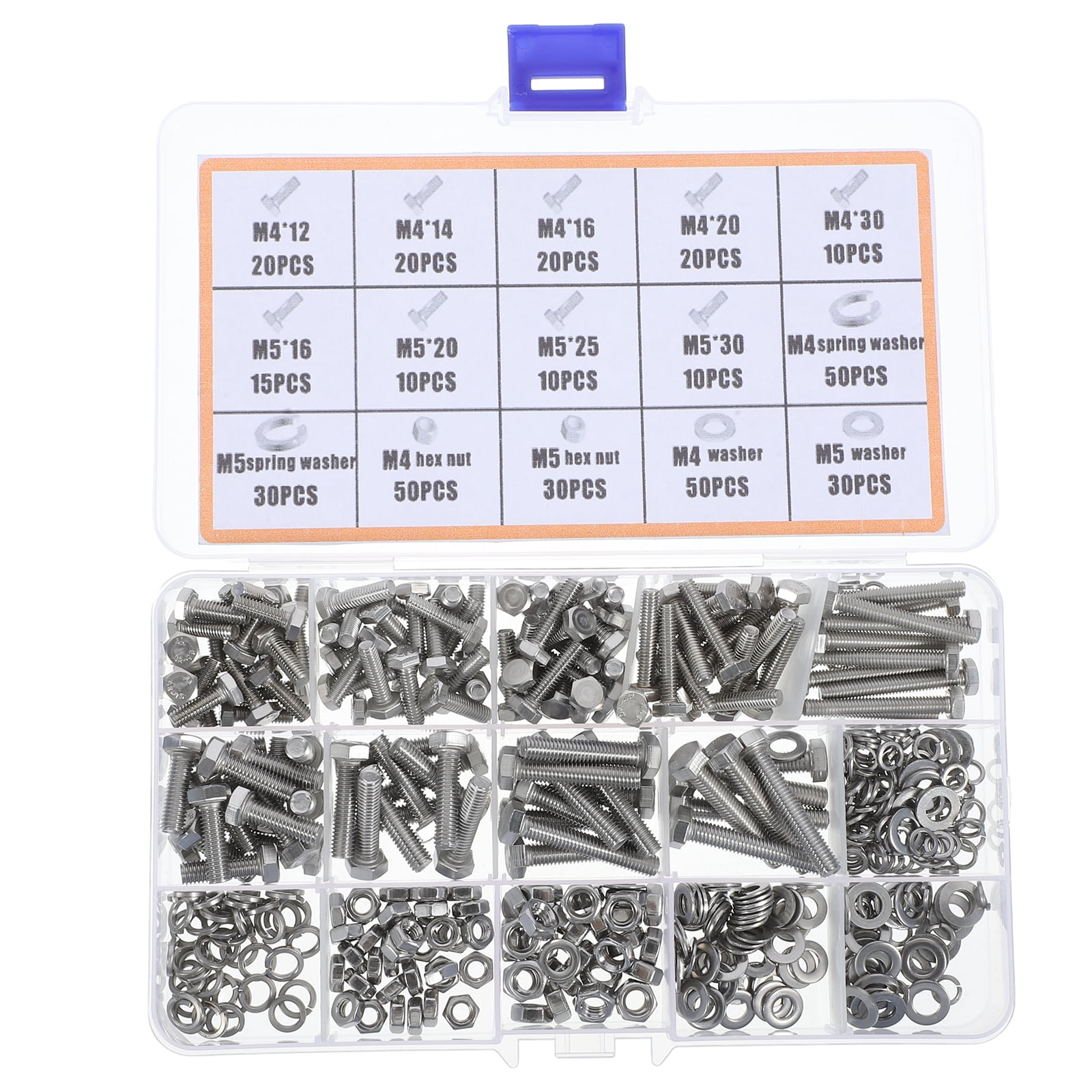 375 Pcs Bolt Assortment and Nut Set Nuts Bolts Kit Commodity Stainless