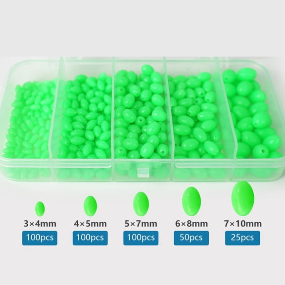375 Pcs Glow in The Dark Fishing Beads Plastic Round Beads Lures Accessories