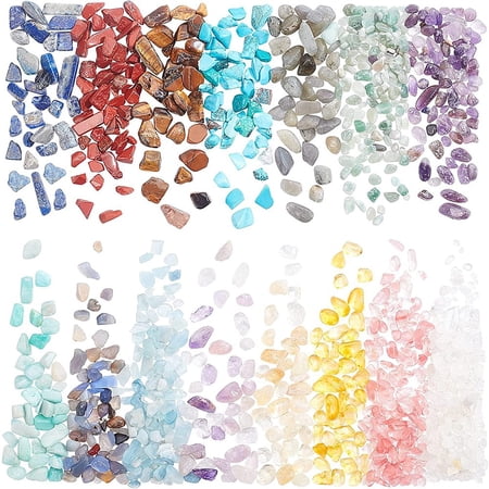 375G 15 Style Natural Gemstone Beads Undrilled/No Hole Chips 25g/style