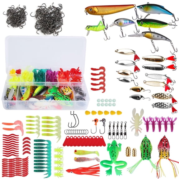 375Pcs Fishing Lures Accessories Kit TeqHome Fishing Bait and Tackle Box for Saltwater Freshwater Fishing Lure Set for Bass Trout Walleye