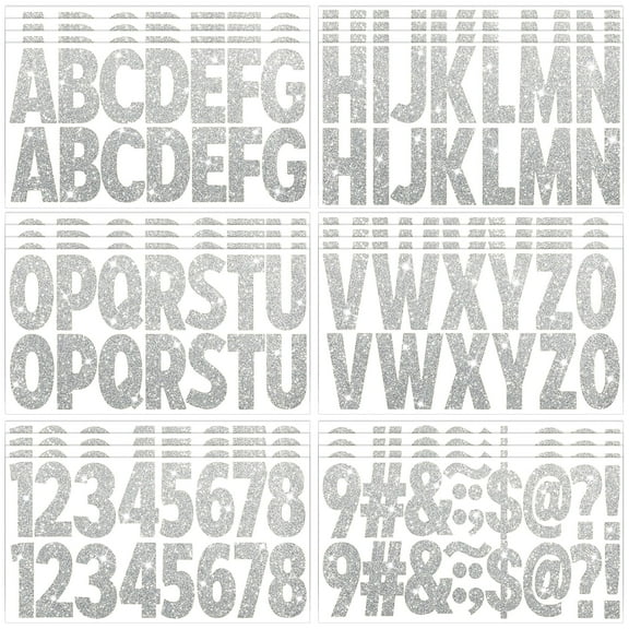 Neasyth 24 Sheets Glitter Letter Stickers, 2.5 Inch Large Alphabet Number Sticker for Mailbox Crafts Poster Bulletin Boards, Silver