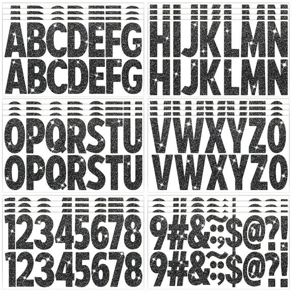 Neasyth 376 Pcs 24 Sheets Large Letter Stickers Glitter Big Font Alphabet Number Self Adhesive for Mailbox Crafts Poster