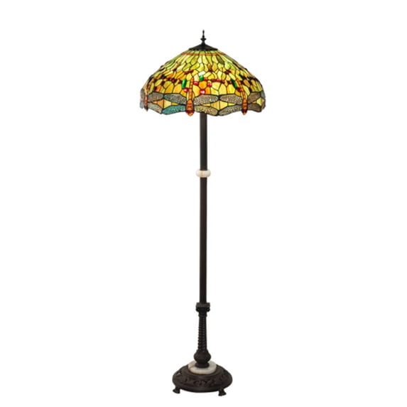 37702 Meyda 62" High Tiffany Hanginghead Dragonfly Floor Lamp