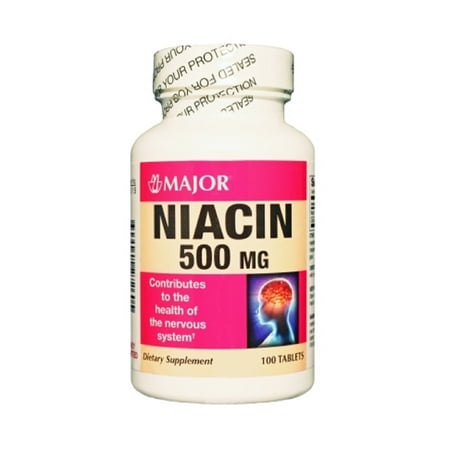 377MJRX MAJOR NIACIN 500MG TABS NIACIN-500 MG White 100 TABLETS UPC 309042272605 (PACK of 2)