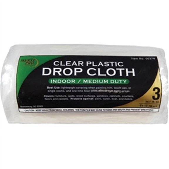 378 9 x 12 ft. 3 mil. Dynamic Clear Rolled Drop Cloth
