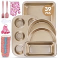 thumbnail image 1 of Uarter Bakeware Set, 39 PCS Carbon Steel Non-Stick Baking Pan Set, Baking Sheet for Kitchen, Muffin Pan & Loaf Sheet & Cake Pan, Oven Safe up to 446℉, 1 of 8
