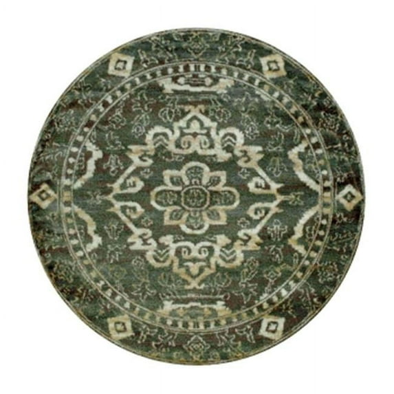 3790-2002-GREY Castle Traditional Round Rug, Grey - 5 ft. 3 in.
