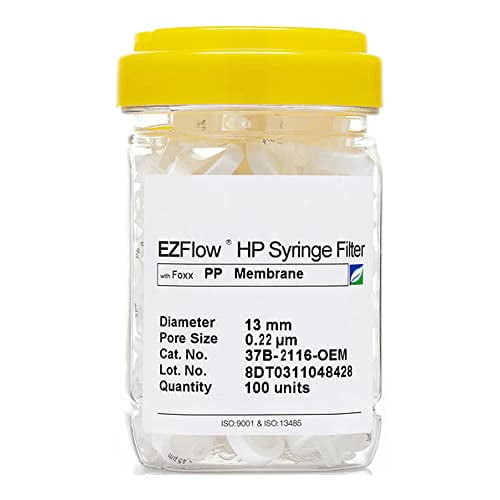37B-2116-OEM Polypropylene EZFlow Syringe Filter, 13 mm Diameter, .2 m Pore Size (Pack of 100)$$Tools
