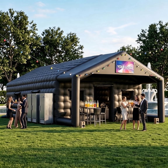 27FT Heavy-Duty Inflatable Night Club Tent with Upgraded Air Blower & Gazebo, Durable 210D Oxford Fold Up House for 15-50 Adults, Portable Disco Pub with DIY Light Loops for Backyard Party Renta