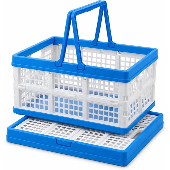 37L Capacity Collapsible Shopping Basket with Integrated Handles, Folds Flat for Easy Storage - 1 Pack