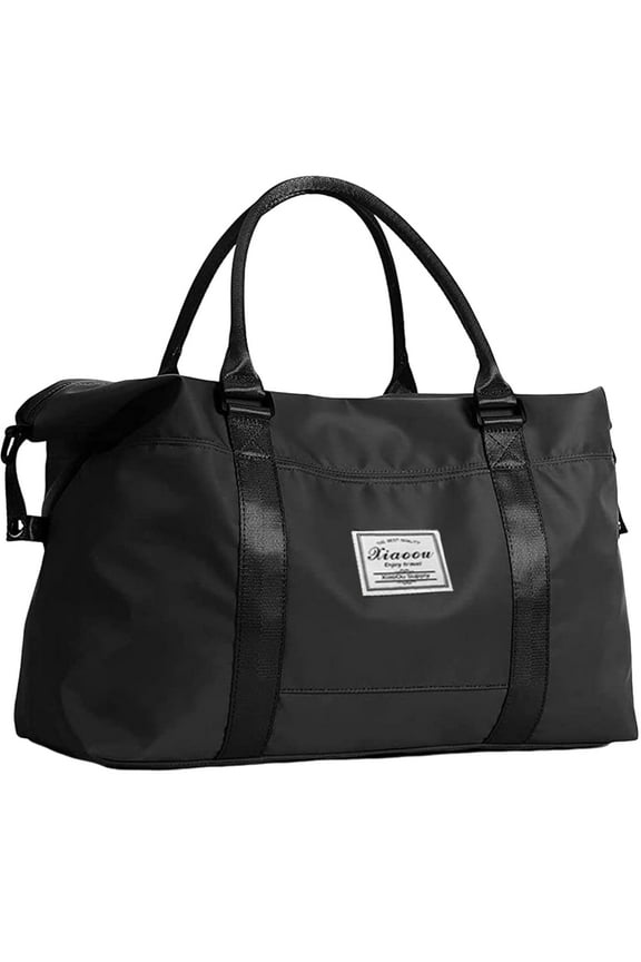 37L Waterproof Duffle Bag for Women, Tear-Resistant Gym Travel Bag with Adjustable Shoulder Strap & Trolley Sleeve, Airline Approved Carry-On Weekender Bag with Wet/Dry Pocket, Black