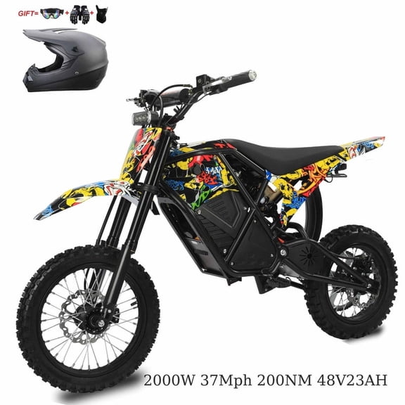 37MPH 3000W(Peak) Electric Dirt Bike for Teens & Adults,200NM Off-Road electric dirt bicycles ,48V23AH Removable Battery ,14"/12" Fat Tires, Hydraulic Brakes Mountain Trail Motorcycle for Ages 13+