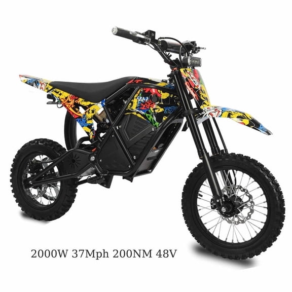 37MPH Top Speed e bicyclesfor Teens & Adults,2000W(Peak)Electric Dirt Bike,14"/12"all terrain Tire,48V23AH 1100Wh Battary,,Dual Hydraulic Brakes,Full Suspension Mountain Off-Road Ebike UL2849