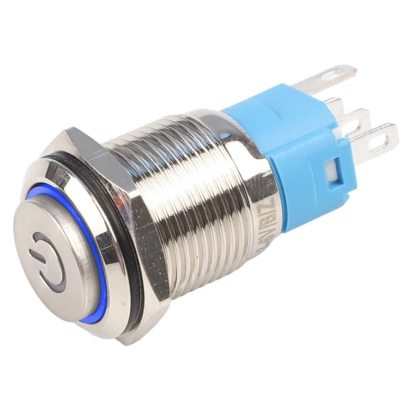 37Mm Length Metal Push Button Switch Self-Locking Latching Switch Vandal-Proof Switch Stainless Steel Construction
