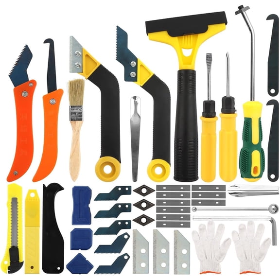 37Pcs Grout Removal Tool Kit,Hand-Grout Saw and Caulk Remover Tools Set,with 9Pcs Extra Blades,Caulking Removal Tools for Cleaning Ceramic Tile Joints and Corners