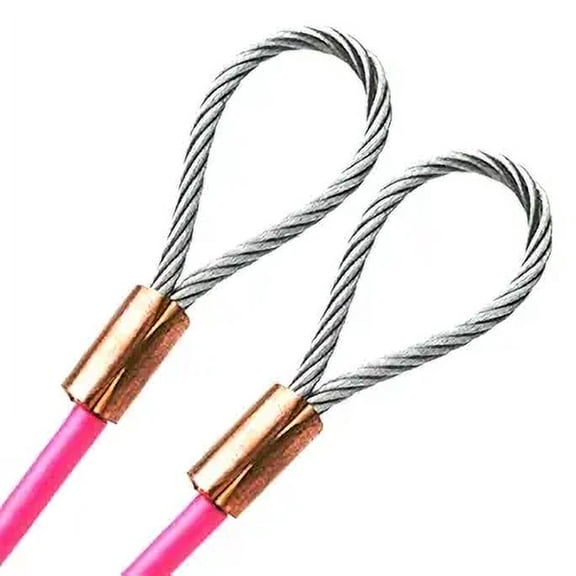 37ft Cut To Size 1/8 Galvanized Steel Cable PINK Vinyl Coated To 3/16 With Copper Sleeves MADE IN USA