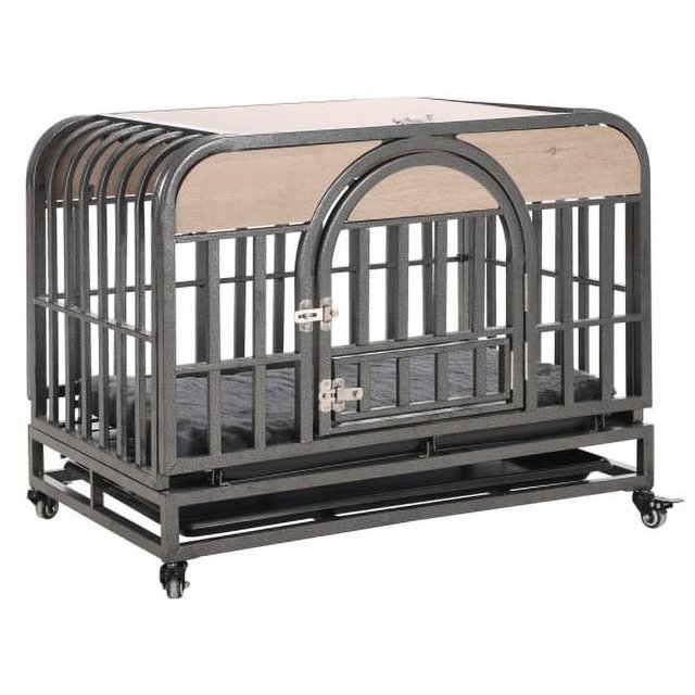 37in Heavy Duty Dog Crate, Furniture Style Dog Crate with Removable