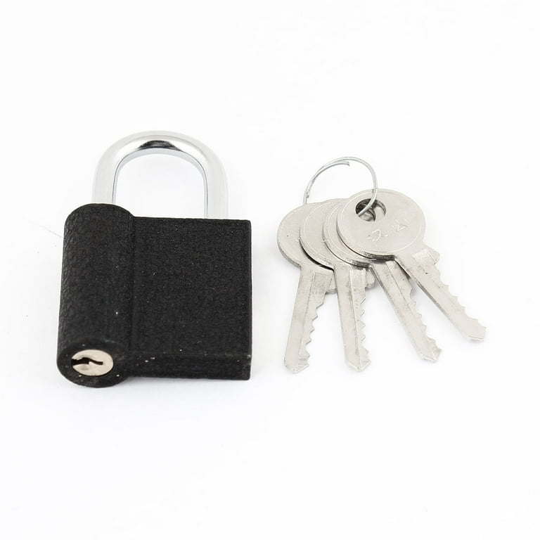37mm Width Black Door Lock Drawer Small Silver Tone Padlock with