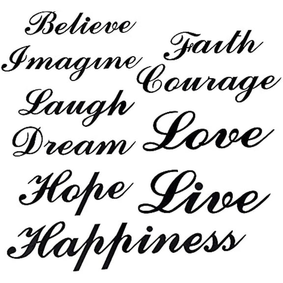 37pcs 10 Style Black Acrylic Mirror Wall Stickers with Adhesive Back Word Love Live Laugh