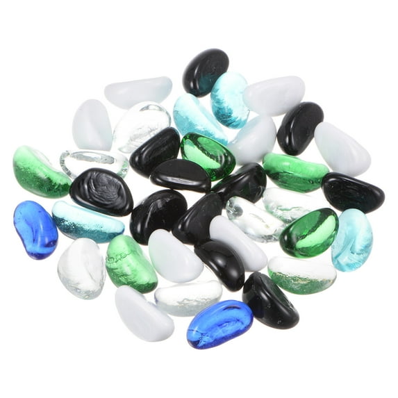 37pcs Fire Glass Beads for Fire Pit 3/4" Luster Crystal Marbles Glass Drops for Fish Tank Multicolor
