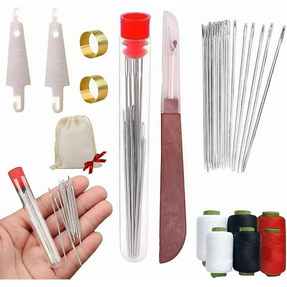 37pcs Sewing Tool Set, Needles Thread Hand Repair Tools, Sew in Needle and Thread for Hair, Threading Kit, Portable Sewing Kit DIY Hand Made for Beginners, DIY Lovers (1 PCS)