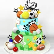 37pcs Sports Cake Toppers Sports Cake Decoration with Soccer Football Baseball Basketball Tennis Golf for Boys Men Sports Theme Birthday Party Supplies