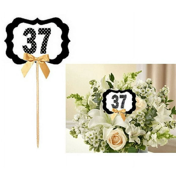 37th Birthday / Anniversary Table Decoration Party Centerpiece Pick - Set of 6