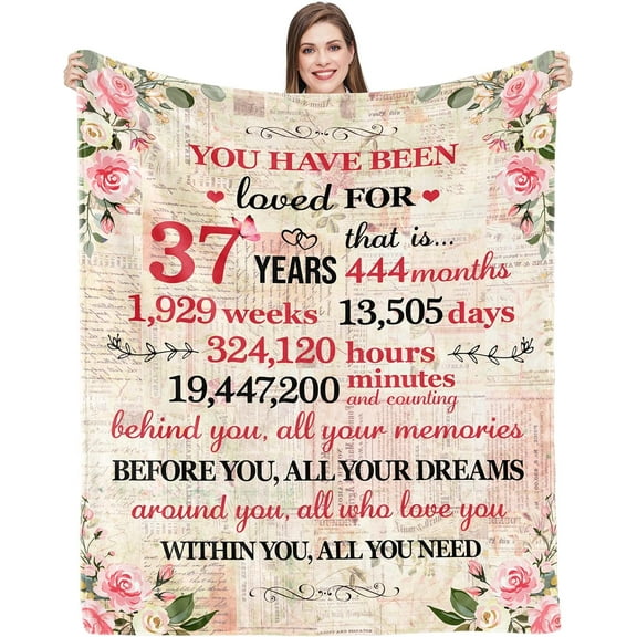 37th Birthday Gifts for Women Happy 37th Birthday Gifts for Her 37 Year Old Birthday Gifts for Women 37th Birthday Decorations for Women Bestie Wife Sister Mom Friends 37th Birthday Blanket 50x60