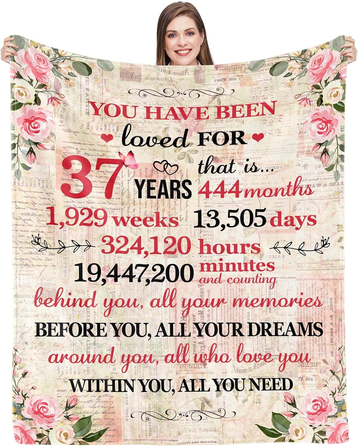 37th Birthday Gifts for Women Happy 37th Birthday Gifts for Her 37 Year Old Birthday Gifts for Women 37th Birthday Decorations for Women Bestie Wife Sister Mom Friends 37th Birthday Blanket
