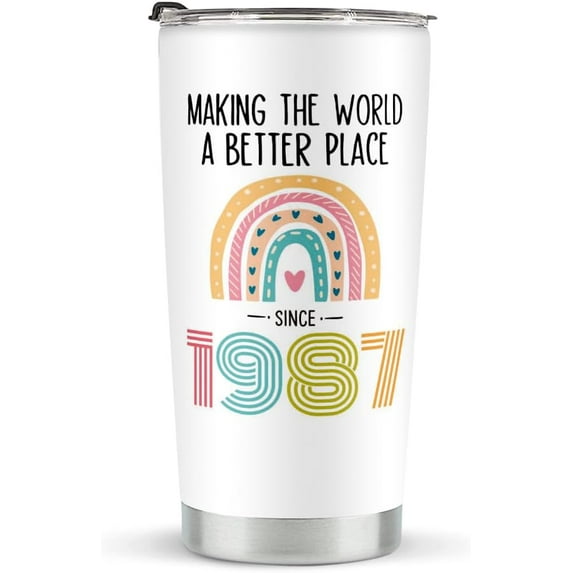 37th Birthday Gifts for Women, Tumbler 20 oz Stainless Steel Vacuum Insulated Tumblers, 1987 Birthday Gifts for Women, 37 Year Old Birthday Gifts, 37th Birthday Gift Ideas, 37th Birthday Tumbler