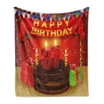 thumbnail image 1 of 37th Birthday Soft Flannel Fleece Throw Blanket, Chocolate Cake Gifts Balloons Flag Candles Design Image, Cozy Plush for Indoor and Outdoor Use, 50" x 60", Multicolor, by Ambesonne, 1 of 5