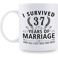 thumbnail image 1 of 37th Wedding Anniversary Mugs for Couple Husband Wife - I Survived 37 Years of Marriage and All I Got Was This Mug - 37 Year Anniversary 11 oz Coffee Mug for Him Her, 1 of 7