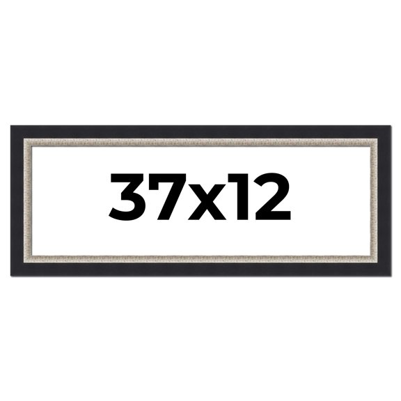 37x12 Frame Black Real Wood Picture Frame Width 2.25 Inches | Interior Frame Depth 0.5 Inches |