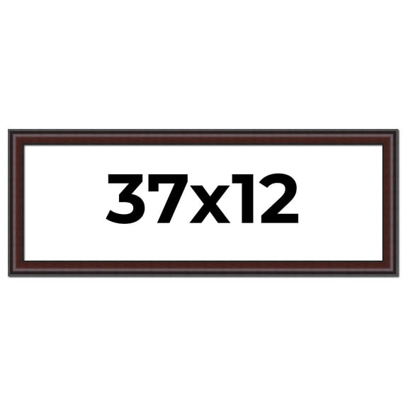 37x12 Frame Brown Round Mahogany Solid Wood Picture Frame | 1.625 Inch Moulding Width | with UV