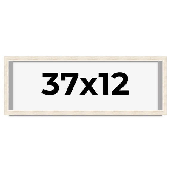 37x12 Shadow Box Frame White | 1.125 Inches Deep Real Wood Rustic Shadowbox Display Frame | UV