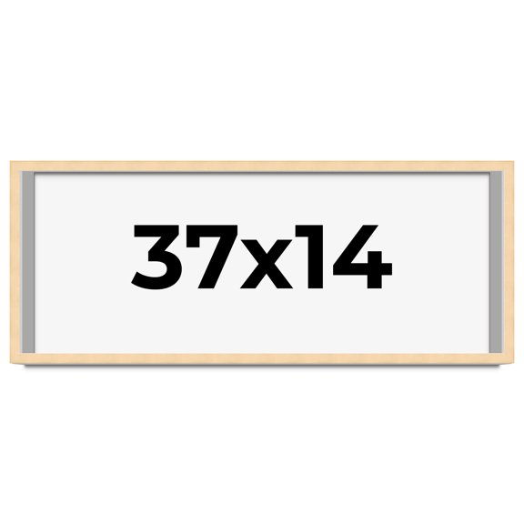 37x14 Frame Natural Wood Picture Frame | 0.75 Inch Moulding Width | with UV Acrylic Plexiglass,